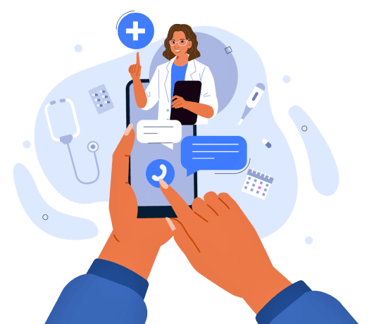 Doctor accessible via mobile phone illustration